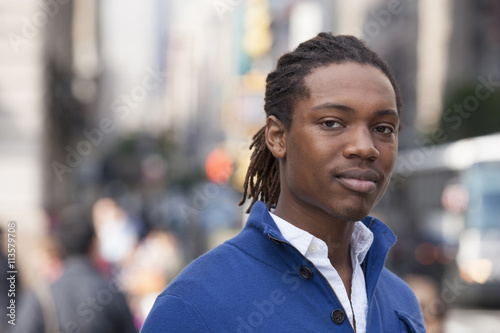Portrait of pedestrian in city