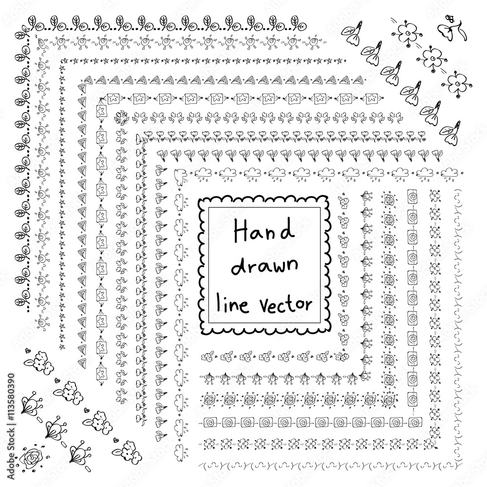 Ornamental lines and stripes doodle of free hand drawing sketch vector