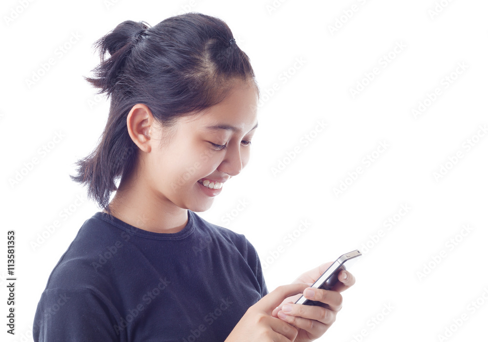 Beautiful Asian girl use mobile phone Beautiful Asian girl use mobile phone