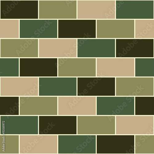 Camouflage Green Brick Wall...