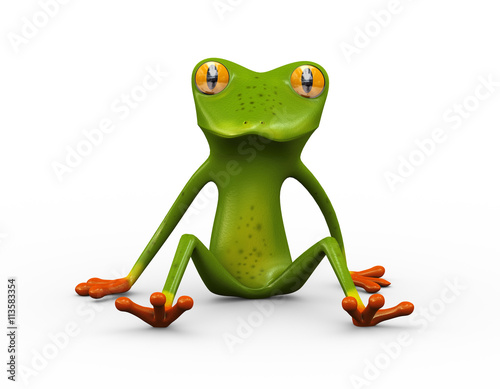 3d frog sitting on ground