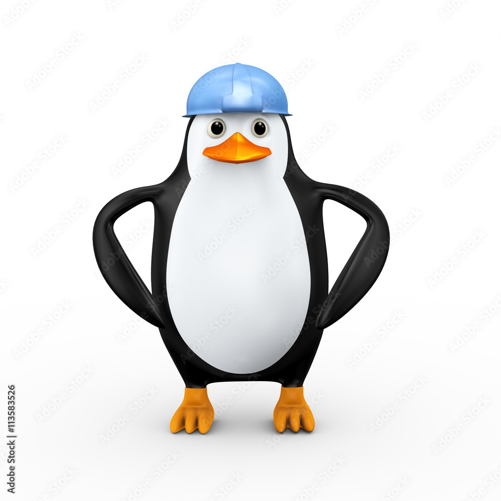 Fototapeta premium 3d penguin construction worker