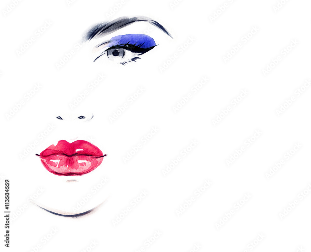 Obraz premium abstract woman portrait. watercolor illustration 