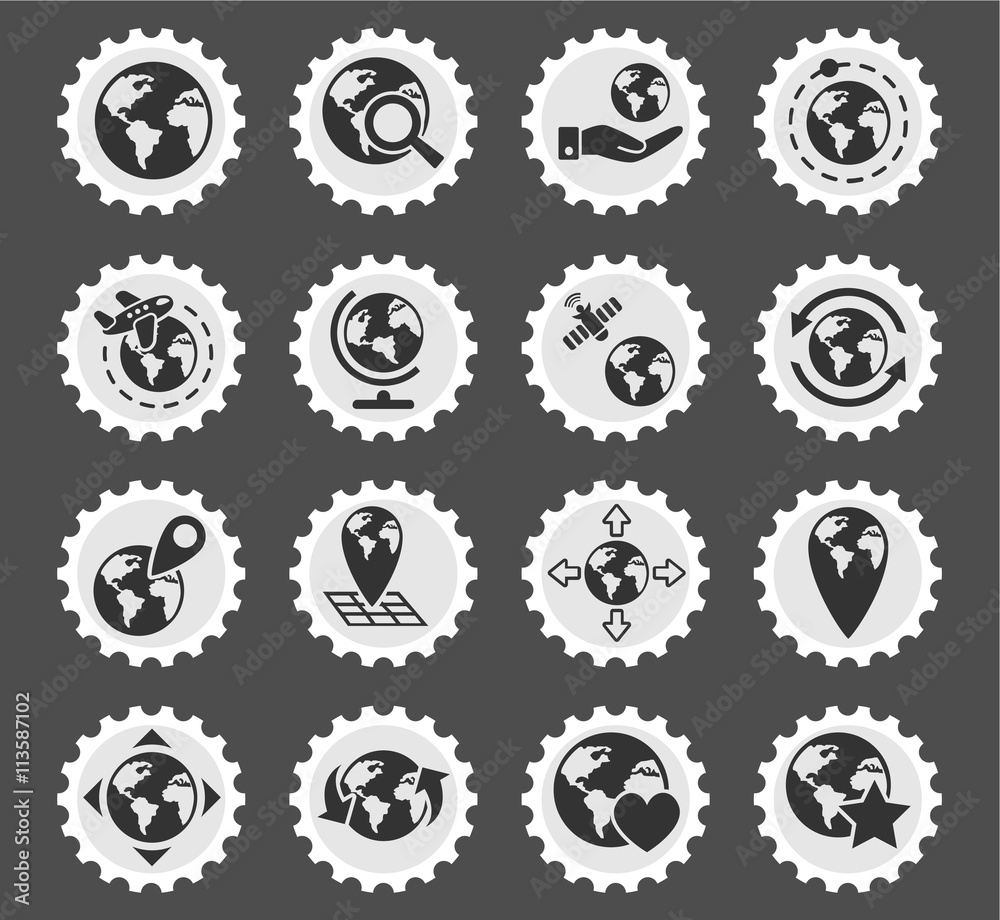 globes icon set globes icon set