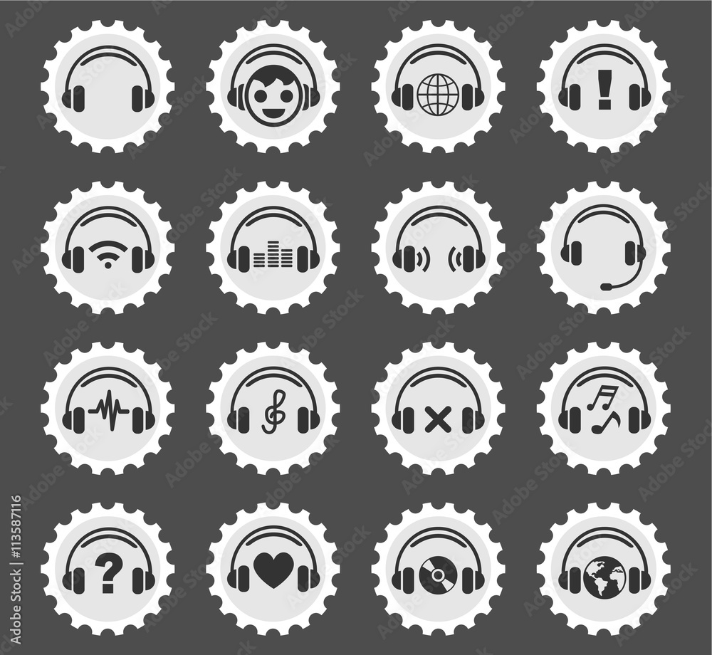 headphones icon set headphones icon set