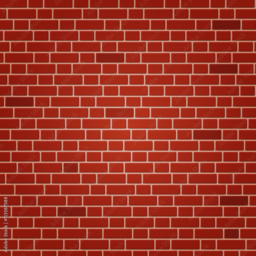Brown brick wall background. Vector.