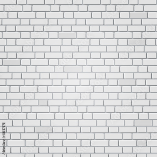 White painted brick wall pattern. Vector background