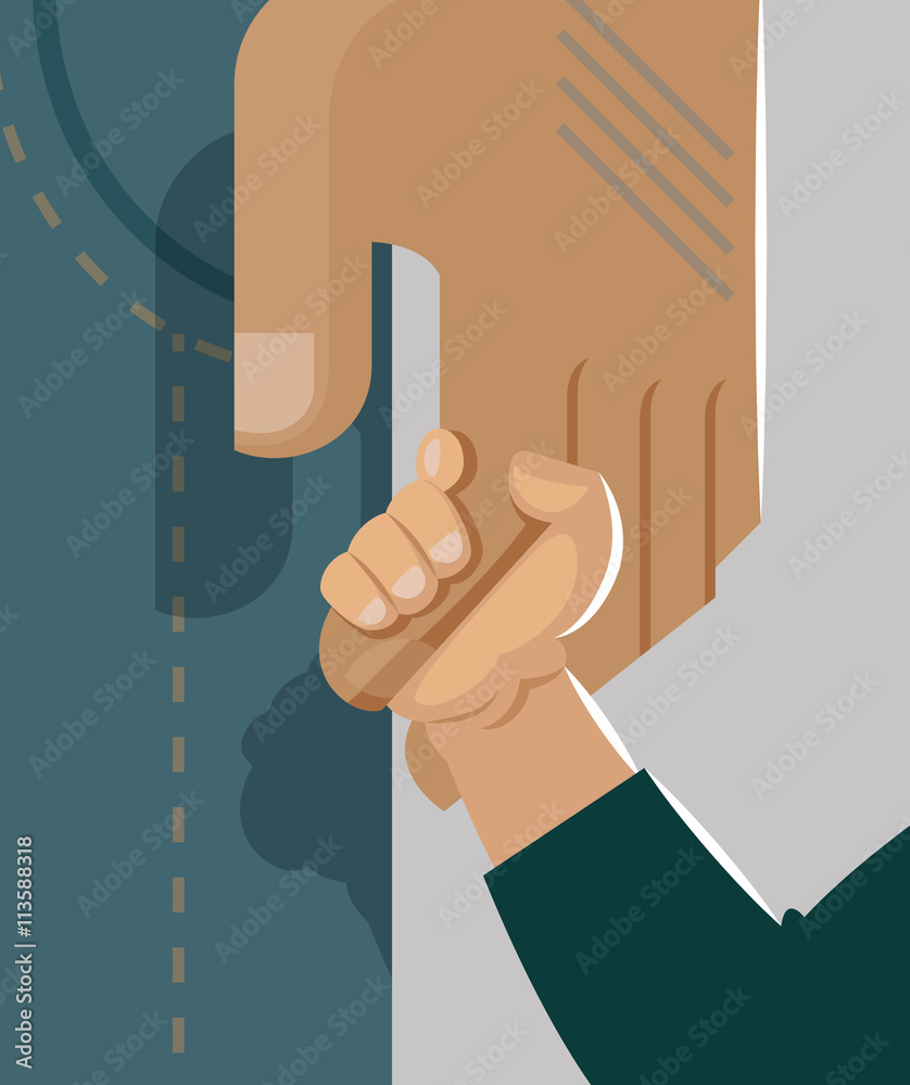 Dad holding son by the hand. Tenderness and care Dad holding son by the hand. Tenderness and care