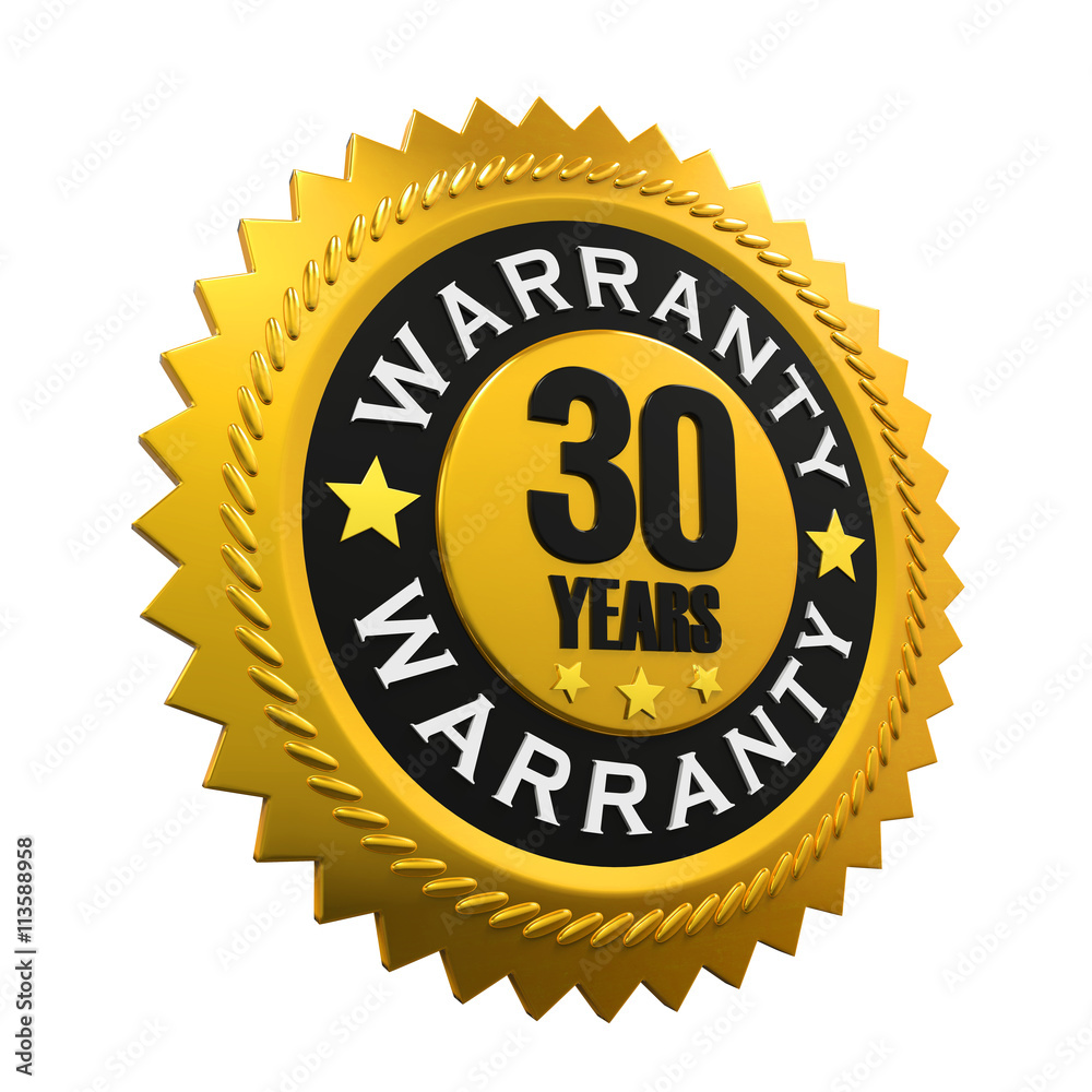 30 Years Warranty Sign. 3D rendering