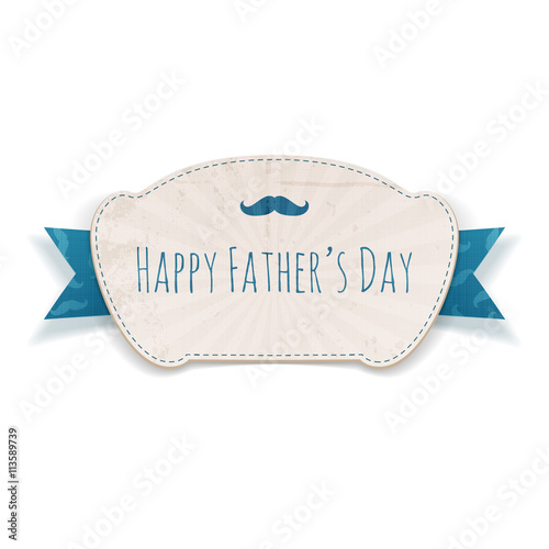 Fathers Day realistic blue and white festive Tag