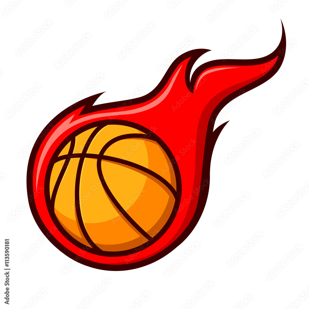 Fotografie Basket Ball With Flames Icon Symbol