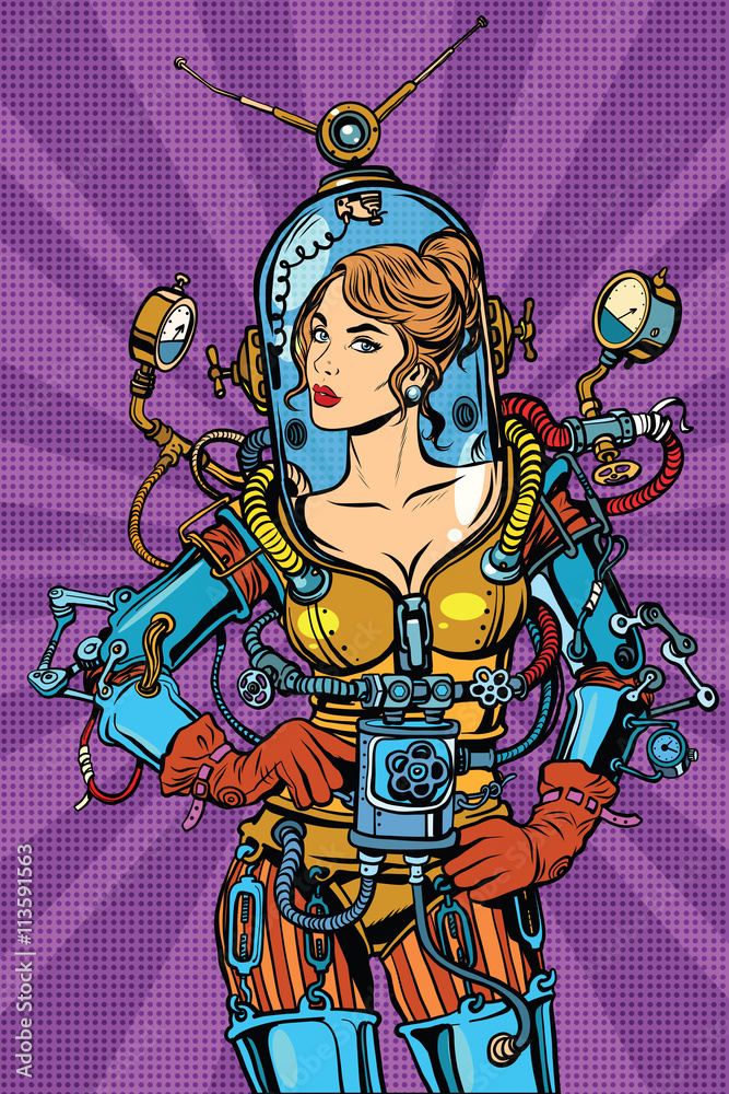 Beautiful futuristic girl in a sexy space suit Beautiful futuristic girl in a sexy space suit