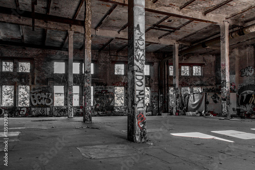 abandoned factory interior - old building ruin