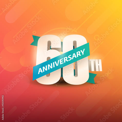 60th Anniversary 3D on orange background