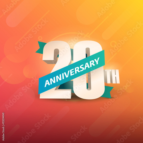 20th Anniversary 3D on orange background