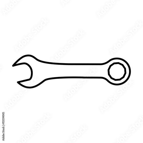 Wrench or spanner line icon. Combination wrench with open and ring ends. Vector Illustration