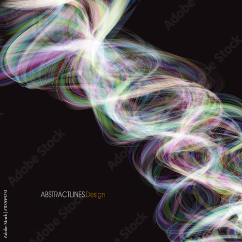 Abstract spectrum curved lines background. Rainbow smoke wave