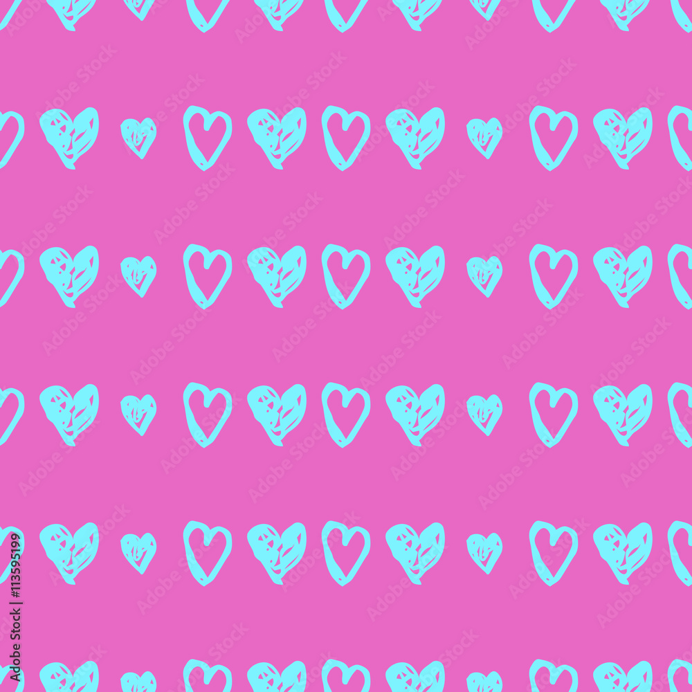 Doodle seamless pattern with hearts