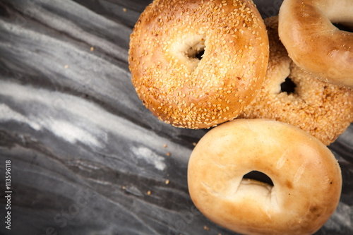 Bagels on gray background