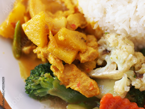 Thai curry, pine apple with curry on top rice, Thai food