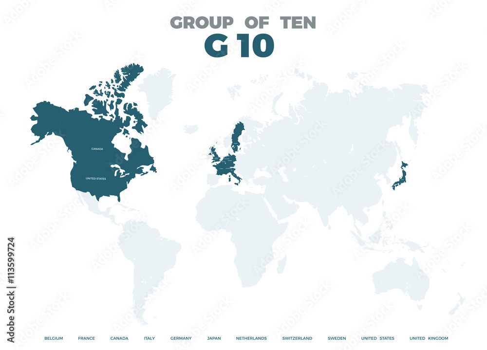Group of Ten world map.