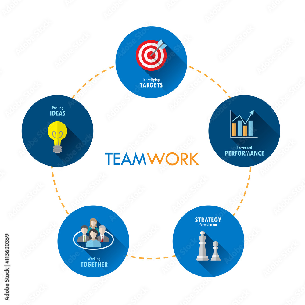 “TEAMWORK” Vector Flat Style Concept Icons “TEAMWORK” Vector Flat Style Concept Icons