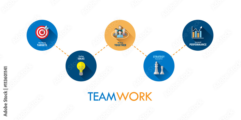 TEAMWORK Vector Flat Style Concept Icons