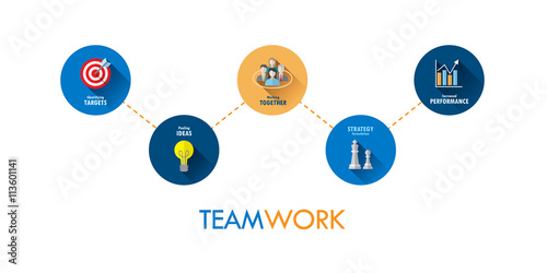 TEAMWORK Vector Flat Style Concept Icons