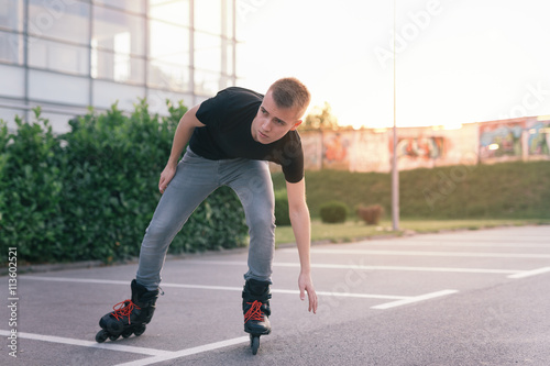 Rollerblader skating
