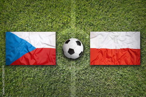 Czech Republic vs. Poland flags on soccer field