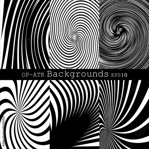 Illusion of whirl movement. Lines patterns set.