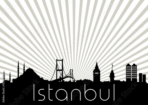 Istanbul Turkey skyline silhouette black and white design