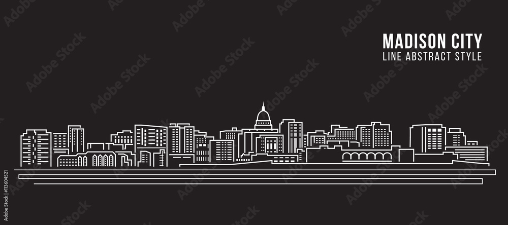 Cityscape Building Line art Vector Illustration design - Madison city