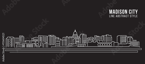 Cityscape Building Line art Vector Illustration design - Madison city photo