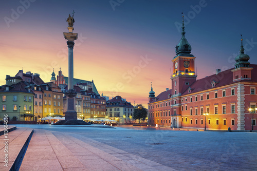 Warsaw. Image of Old Town Warsaw, Poland during sunset.