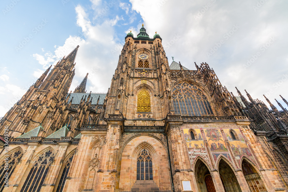 Famous St. Vitus Cathedral Prague, Czech Republic. Sunny evening Famous St. Vitus Cathedral Prague, Czech Republic. Sunny evening