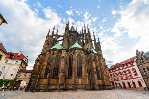 Famous St. Vitus Cathedral Prague, Czech Republic. Sunny evening