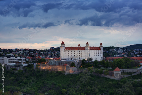 Bratislava castle in evening twilight, Slovakia