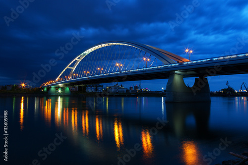 Fototapeta Naklejka Na Ścianę i Meble -  Apollo Bridge in Bratislava at night, Slovakia