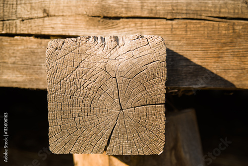 The end of the old logs close-up