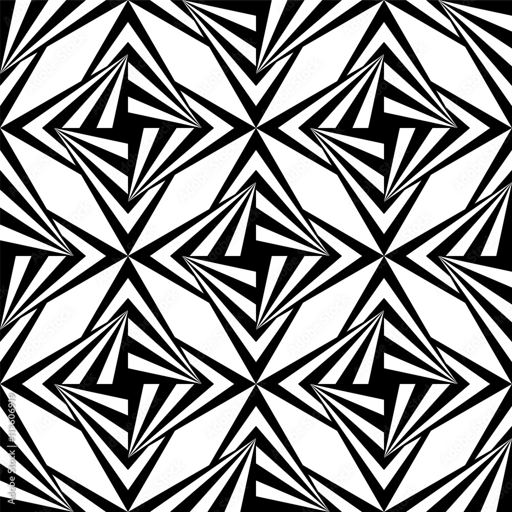 Vector Illustration. Seamless Polygonal Black and White Pattern. Geometric Abstract Background