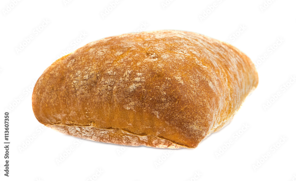A fresh Ciabatta bun on a white background. A fresh Ciabatta bun on a white background.