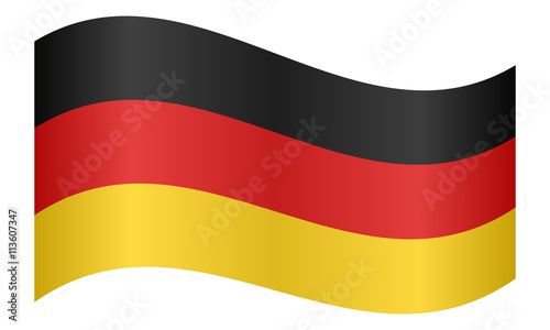 Flag of Germany waving on white background
