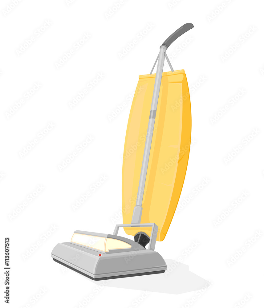 A vector illustration of a retro Vacuum Cleaner icon. Upright Vintage