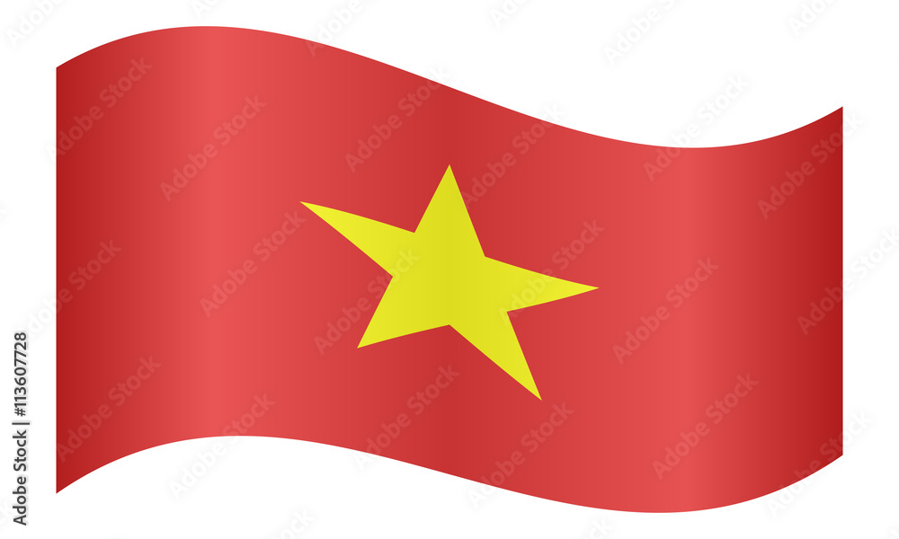 Flag of Vietnam waving on white background Flag of Vietnam waving on white background
