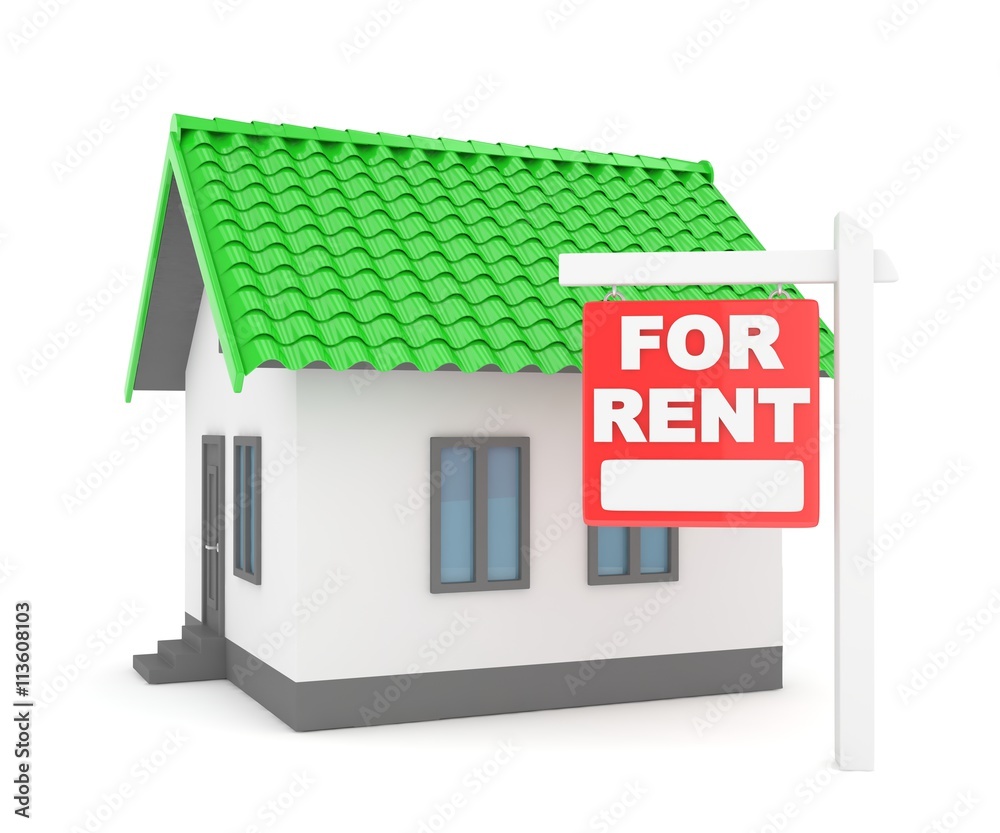Miniature model of house real estate for sale on white background. Agency sale. 3D rendering. Miniature model of house real estate for sale on white background. Agency sale. 3D rendering.