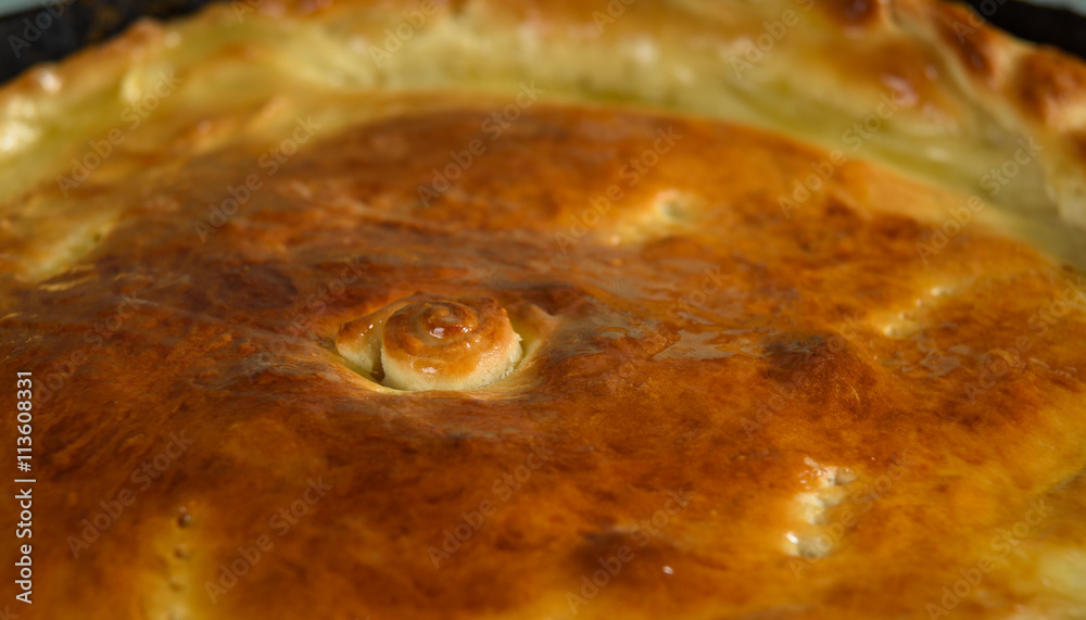 Obraz premium homemade round cake isolated on table background