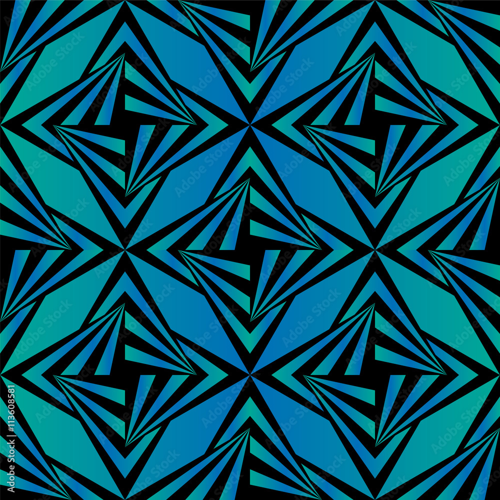 Vetor Illustration. Seamless Polygonal Blue and Black Pattern. Geometric Abstract Background