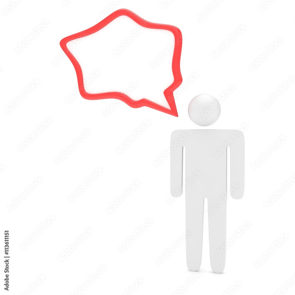 3d man with talk bubbles isolated over a white background. 3d rendering.