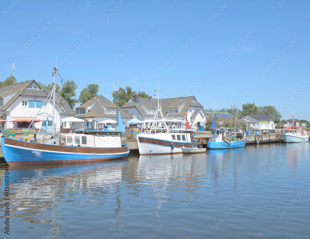 Hafen im Urlaubsort Vitte auf der Insel Hiddensee,Ostsee,Mecklenburg-Vorpommern,Deutschland